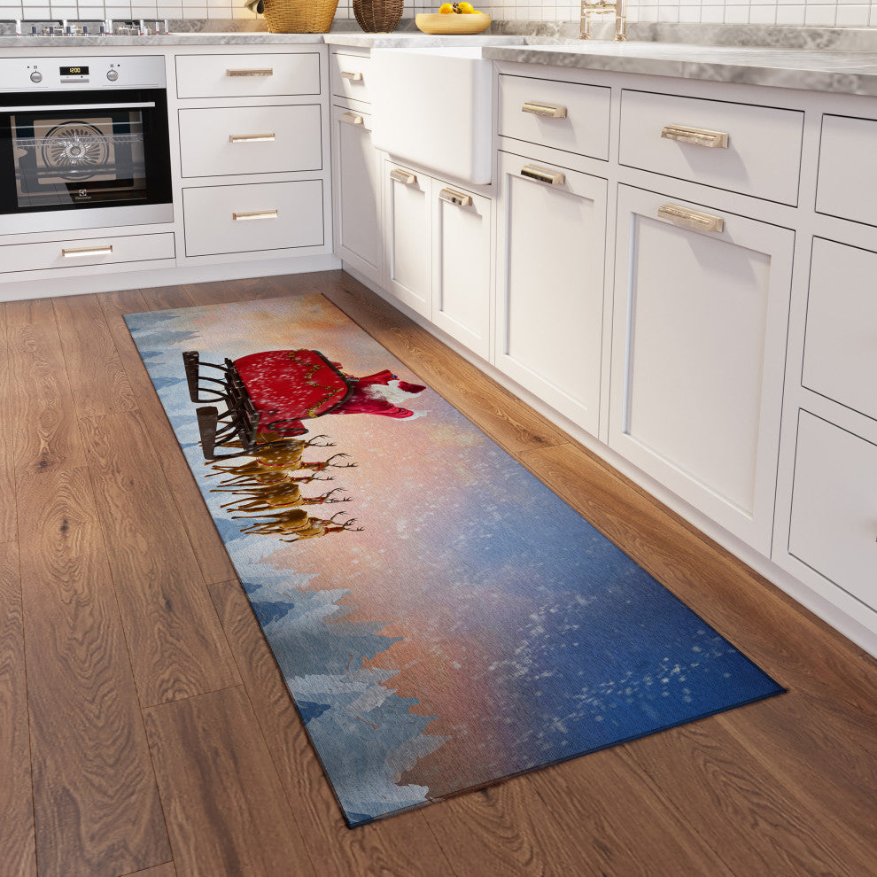 Indoor/Outdoor Wonderland WN1 Twilight Machine Washable 2'3" x 7'6" Runner Rug