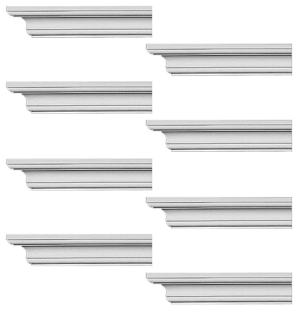 Cornice White Urethane Ipswich Simple Design 8 Pieces Totaling 752" Length