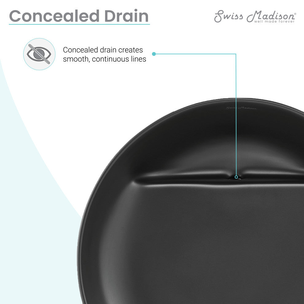 Beau 16.5" Round Vessel Bathroom Sink, Matte Black