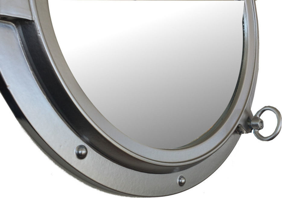Porthole Mirror, Silver Finish, 24''