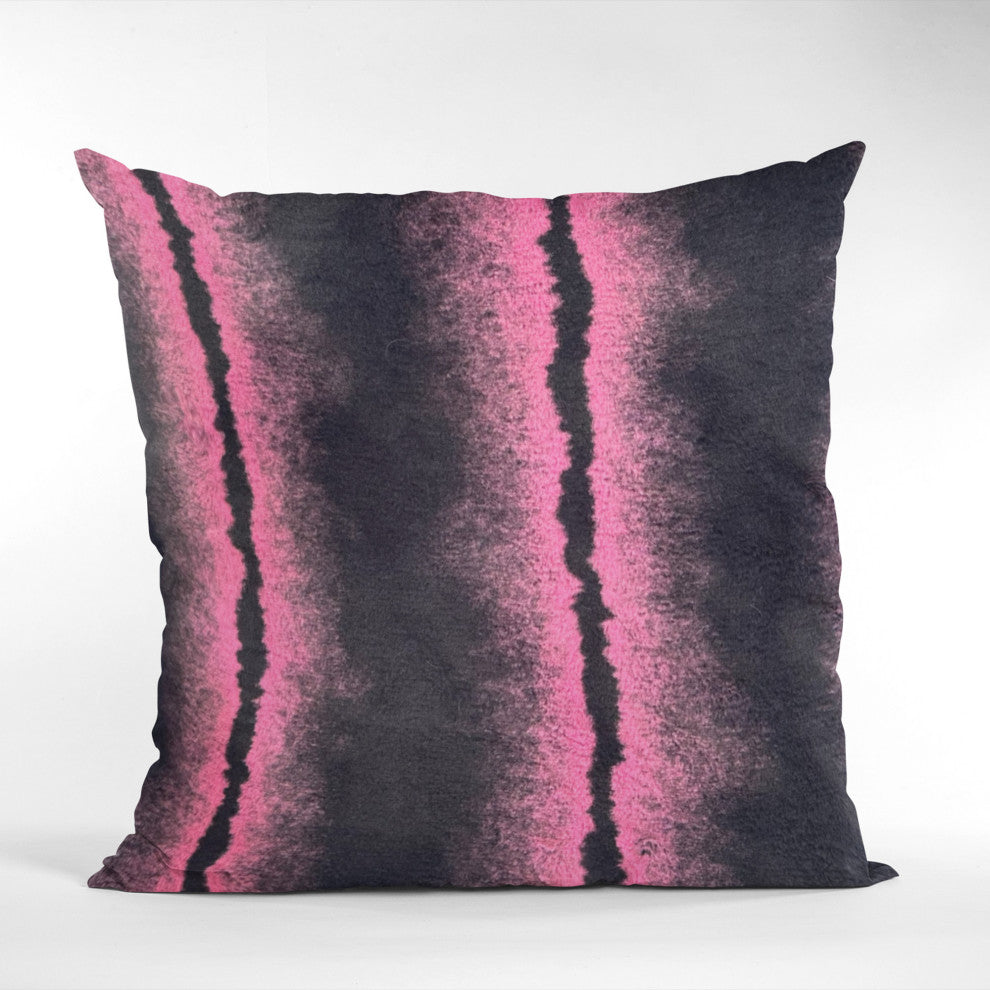 Plutus Fuchsia Black Fluffy Fields Faux Fur Throw Pillow, 12" x 20"