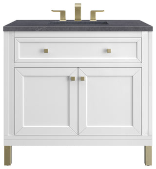 Chicago 36" Single Vanity, Glossy White,  Charcoal Soapstone Top