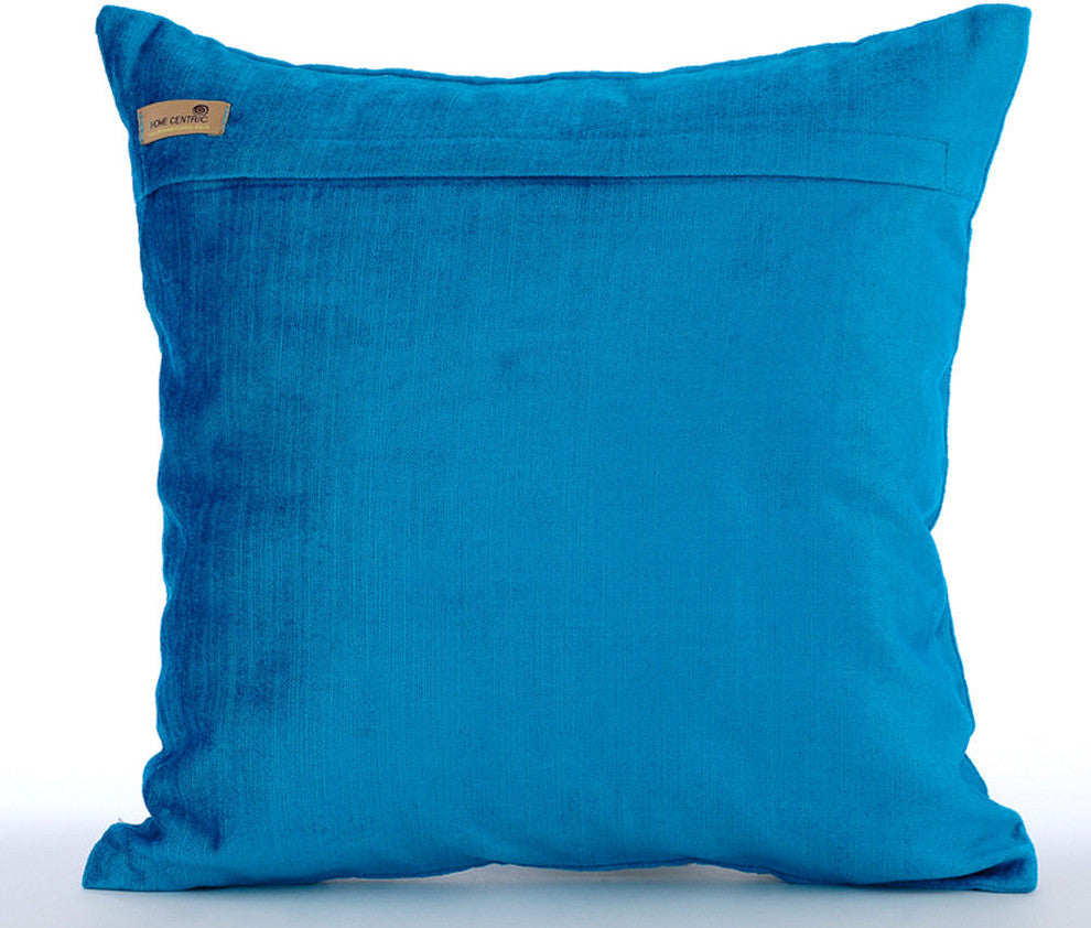 Blue Decorative Pillow Covers 18"x18" Velvet, Silver Studded Blue