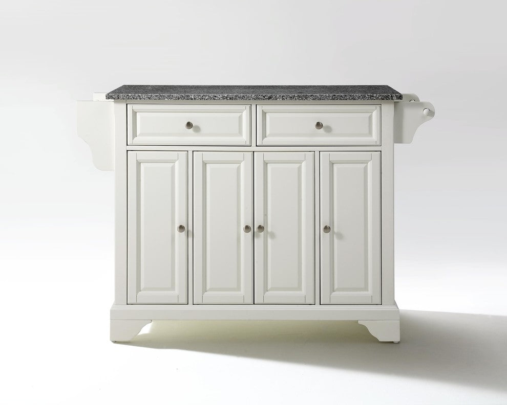 LaFayette Solid Granite Top Kitchen Island, White Finish