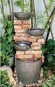 4 Bowls on Brick Wall Fountain