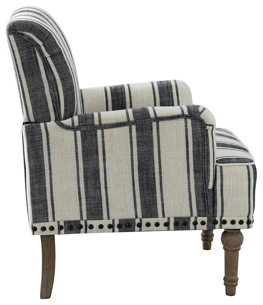 Comfy Living Room Armchair With Stripe Design Set of 2, Black