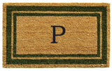 Sage Green Border 24"x36" Monogram Doormat, Letter P