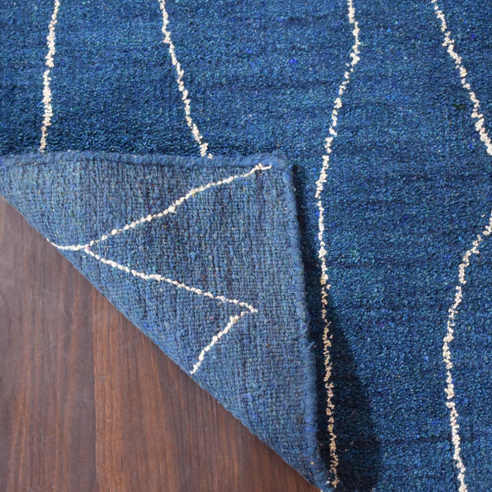 HAND KNOTTED LOOM SILK ECO-FRIENDLY RUGS-5'x8',Rectangle,Blue White,Contemporary