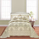 Damask Embroidered Quilted 4 Piece Bed Spread Sets, Beige, King