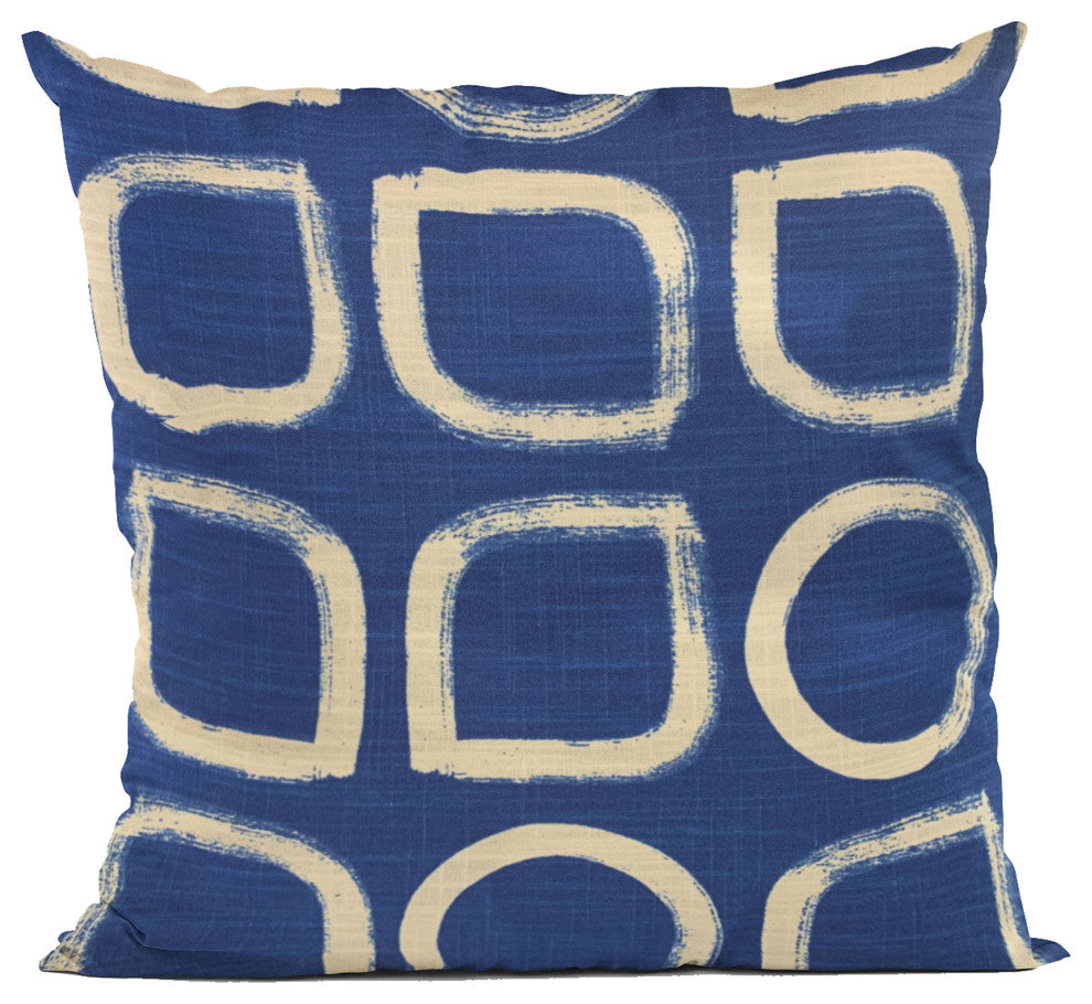 Plutus Blue Block Dot Luxury Throw Pillow, 26"x26"