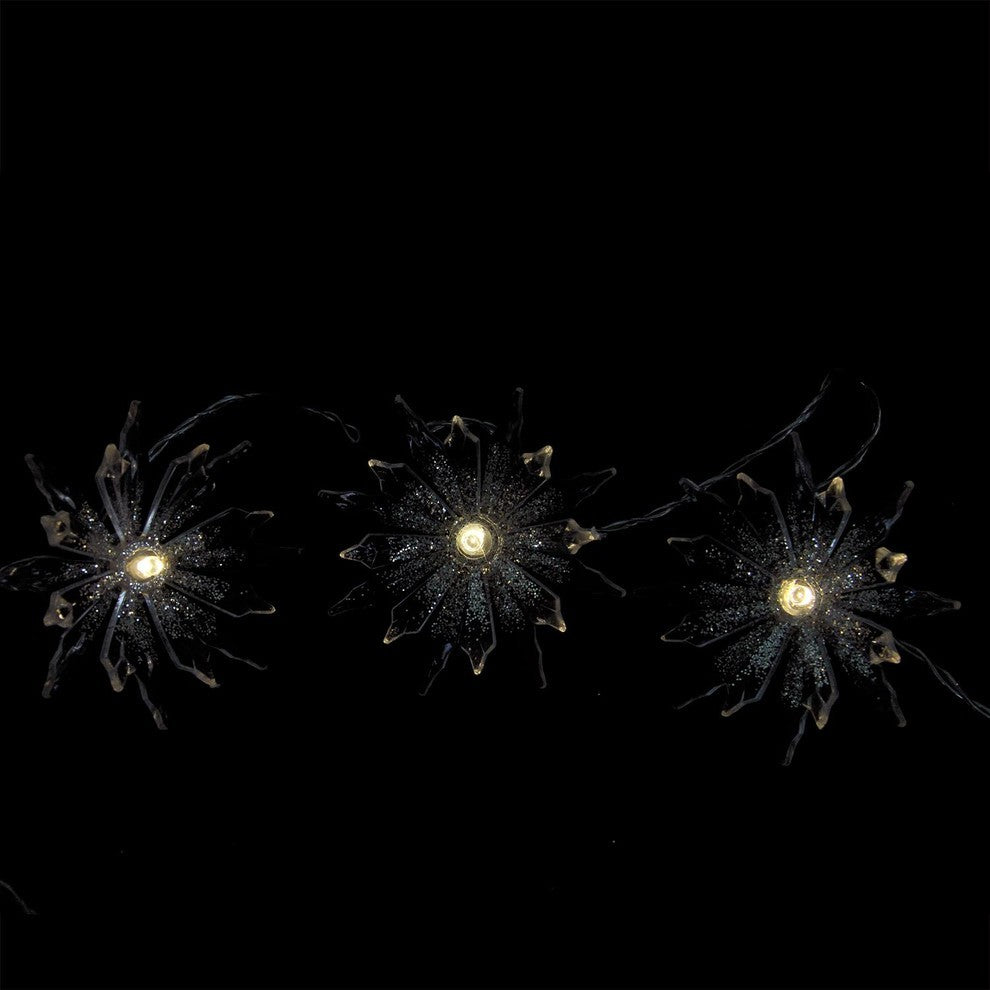 Set of 20 Battery Operated Warm Clear LED Chrysanthemum Christmas Lights