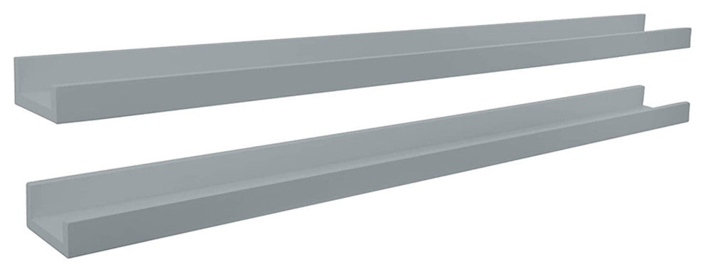 Kiera Grace Edge 2-Piece Floating Photo Frame Wall Shelves, 44", Grey