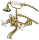 AE559T7 7" Wall Mount Tub Faucet With Hand Shower, Brushed Brass