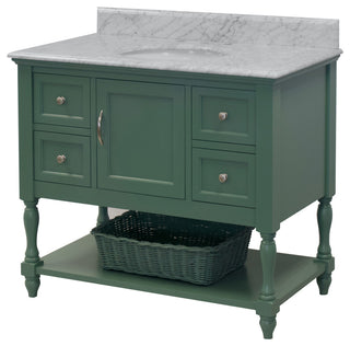 Beverly 42" Bathroom Vanity, Sage Green, Carrara Marble