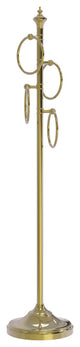 Floor Standing 4 Towel Ring Stand, Unlacquered Brass