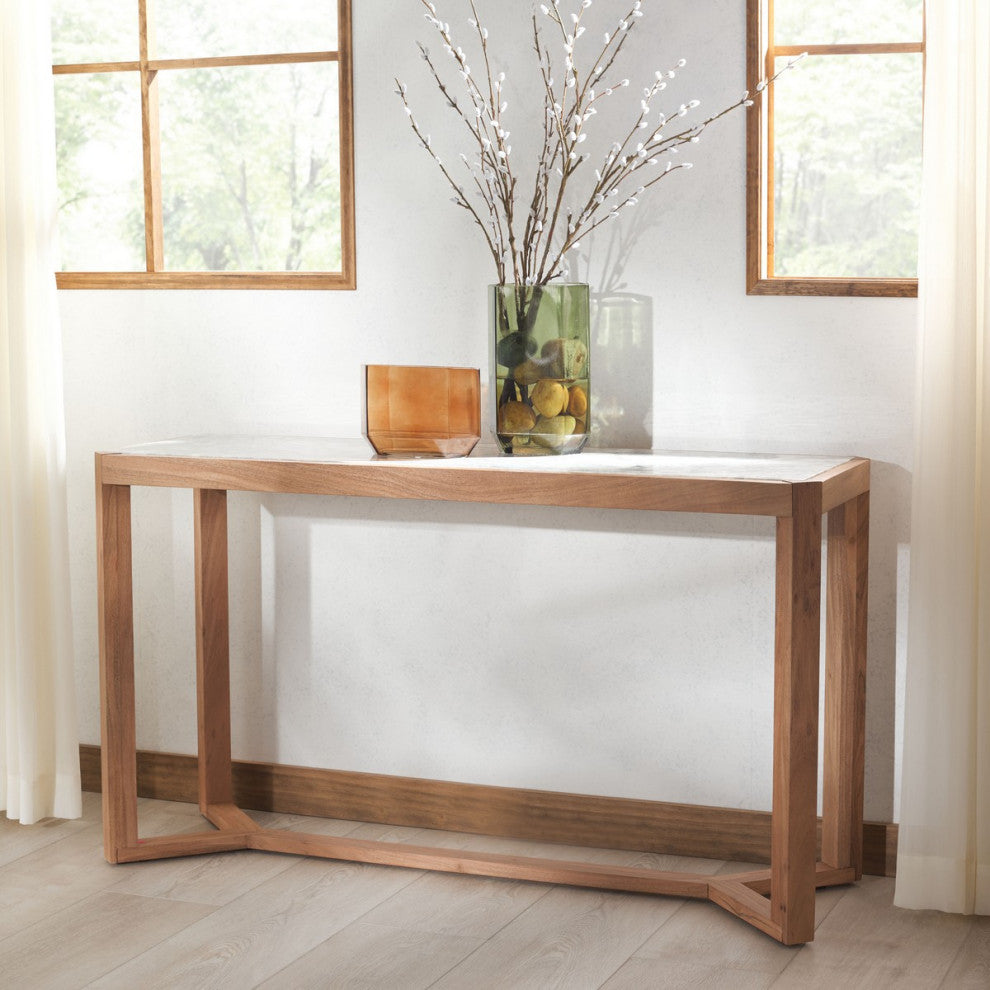 Safavieh Couture Bernardi Marble Top Console Table, Natural/White