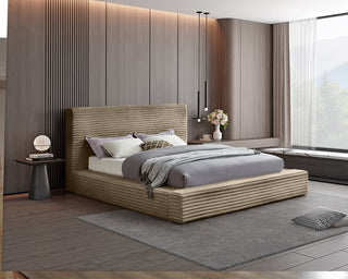 Dexter Upholstered Bed, Taupe, Full, Corduroy Fabric