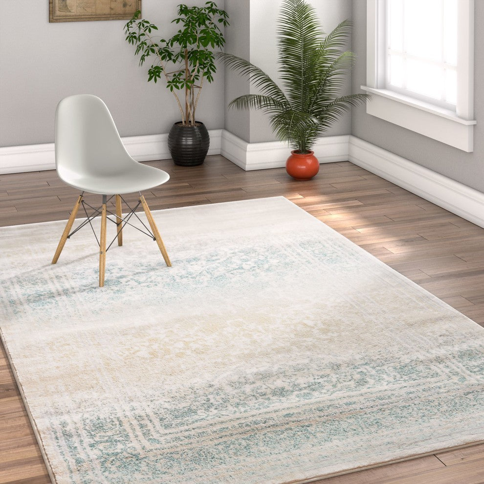 Well Woven Kensington Melange Vintage Modern Blue Area Rug, 7''10" X 10''6"