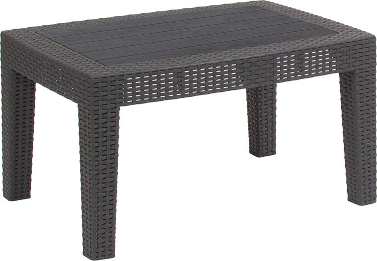 Dark Gray Faux Rattan Coffee Table