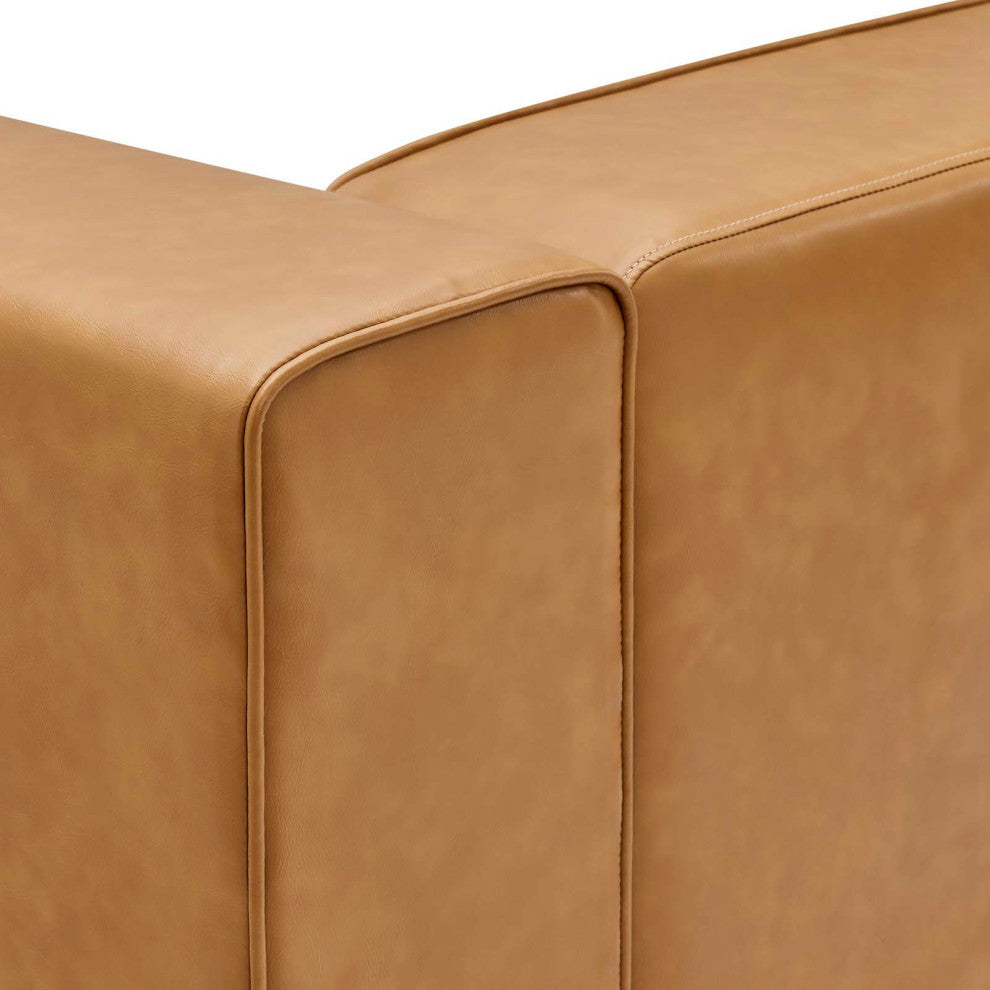 Armchair and Sofa Set, Faux Vegan Leather, Tan, Modern, Lounge Hospitality