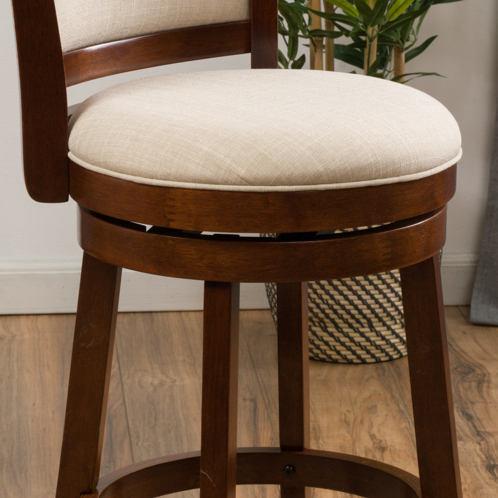 GDF Studio Davis Fabric Swivel Backed Bar Stool, Counter Stool