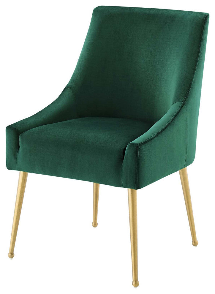 Side Dining Chair, Set of 2, Velvet, Metal, Green, Modern, Bistro Restaurant