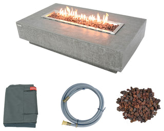 Hampton Rectangle Light Gray Concrete 56" Natural Gas Fire Table
