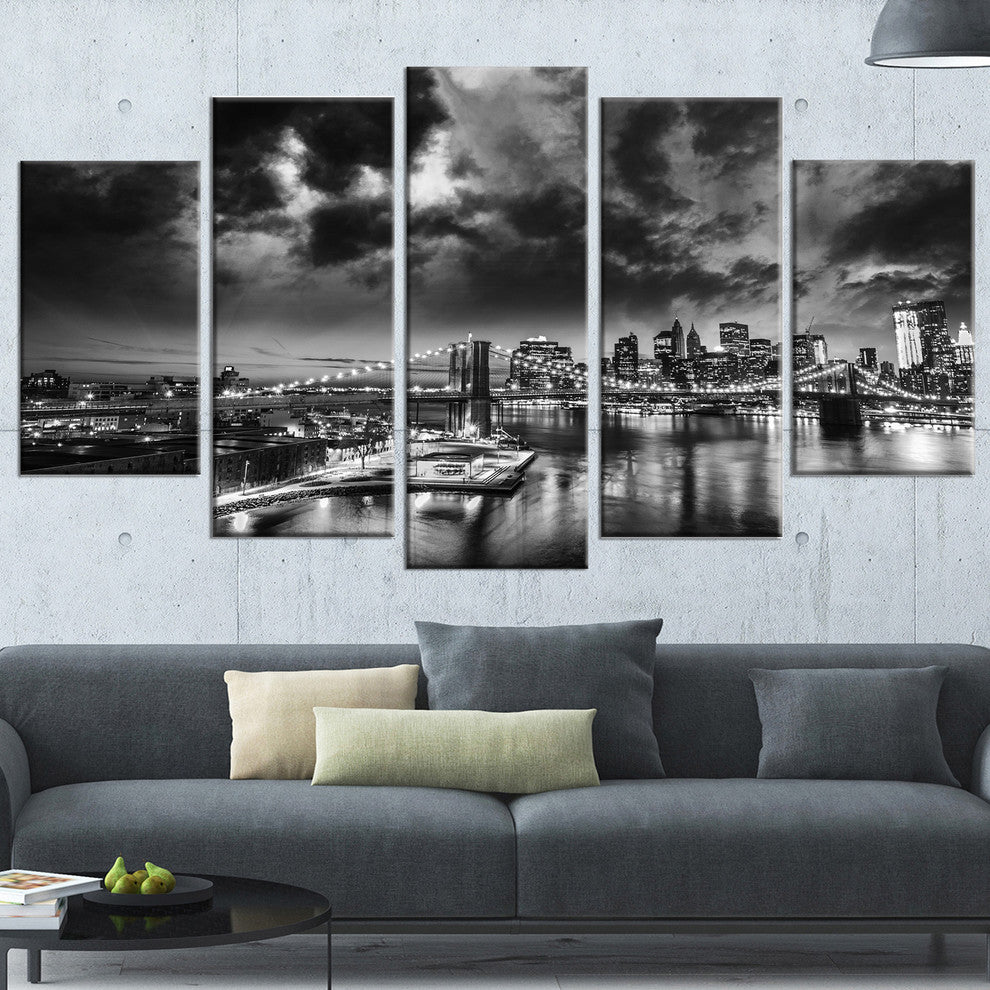 "Amazing Night in New York City" Canvas Print60"x32", 5-Panels