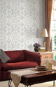 Swirls Wallpaper, White and Silver