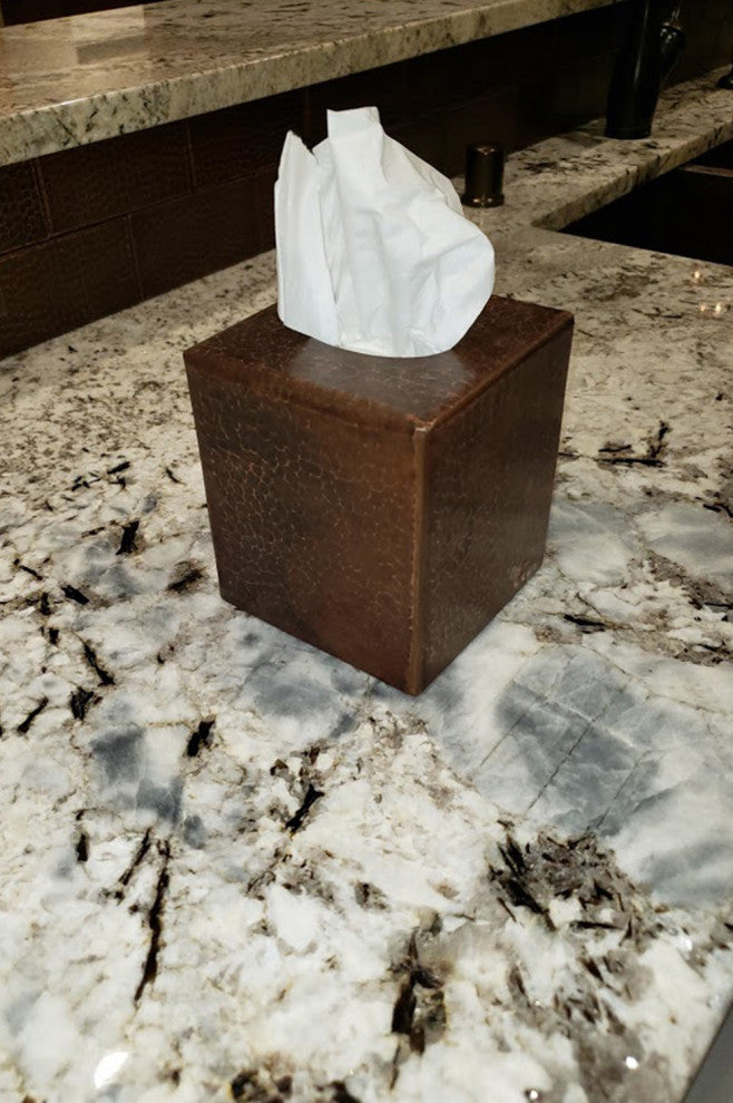 Small Hand Hammered Copper Tissue Box Cover