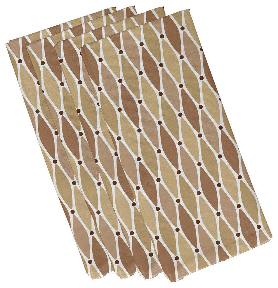 Wavy, Geometric Print Napkin, Taupe, Set of 4