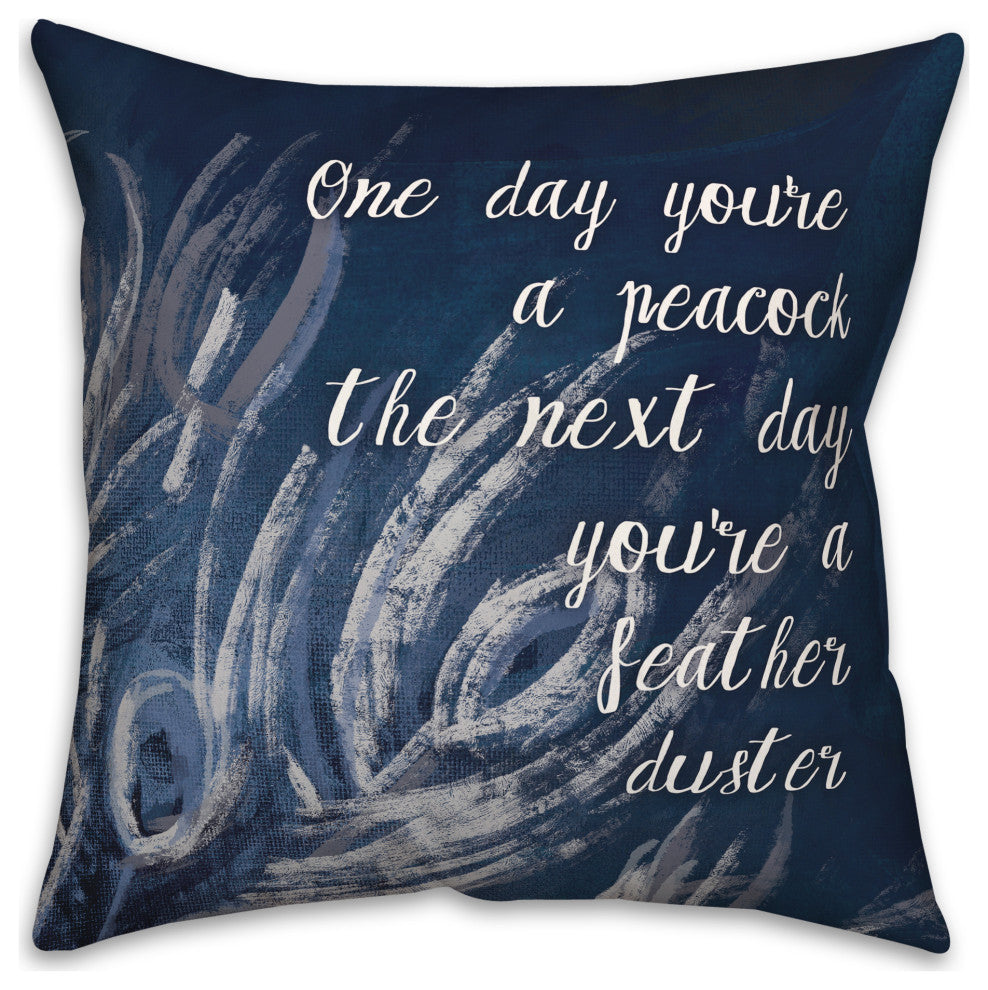 Peacock Feather Duster 3 18x18 Spun Poly Pillow