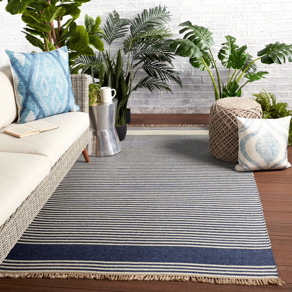 Vibe by Jaipur Living Strand Indoor/ Outdoor Striped Area Rug, Blue/Beige, 4'x6'