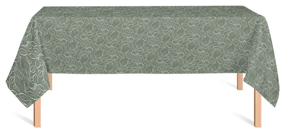 Sage Lined Leaves 58x102 Tablecloth