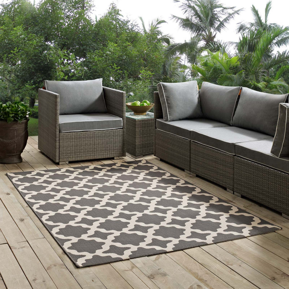 Area Rug Floor Carpet, Indoor Outdoor, Moroccan, Rectangular, 4x6, Gray Beige