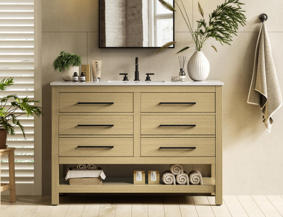 Home Living 48" Single Bathroom Vanity, Honey Brown