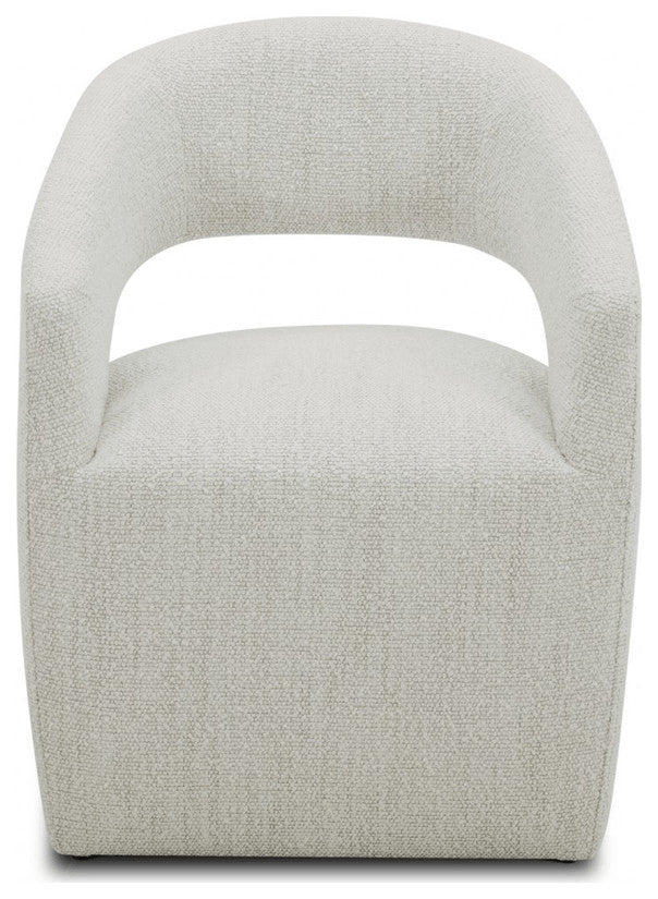 26" Cream Textured Polyester Modern Arm Chair
