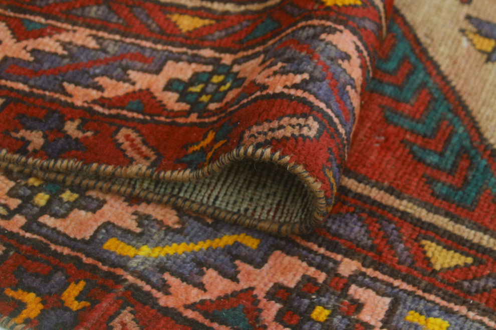 Fine Vintage Distressed Chike Red/Beige Runner, 3'4x13'9