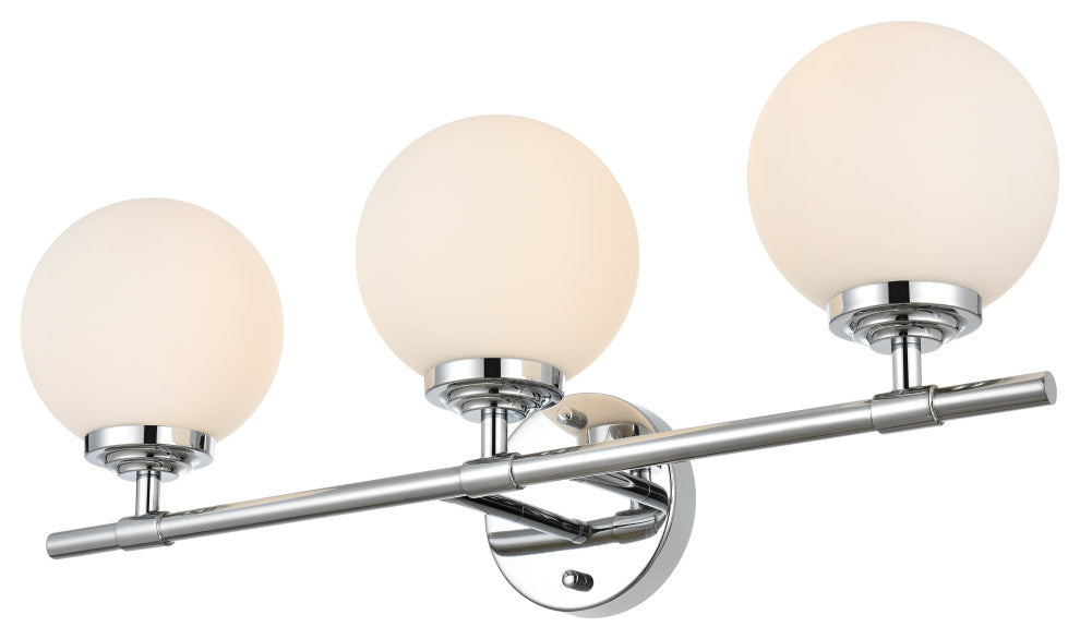 3 Light Chrome And Frosted White Bath Sconce