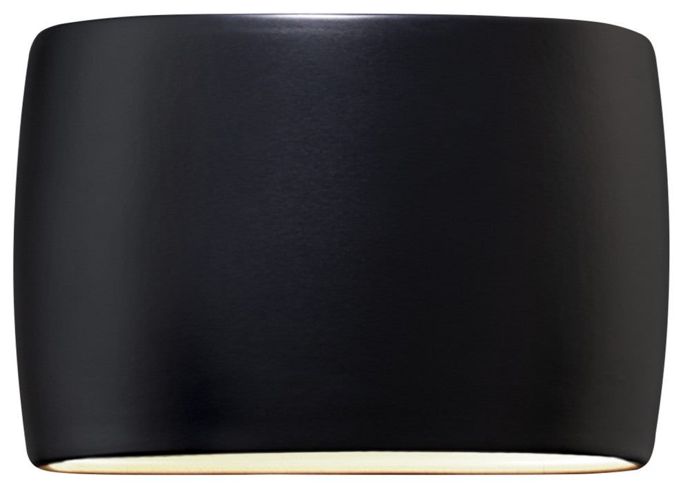Ambiance LED ADA Outdoor Large Ceramic Wide Oval Wall Sconce, Carbon Matte Black