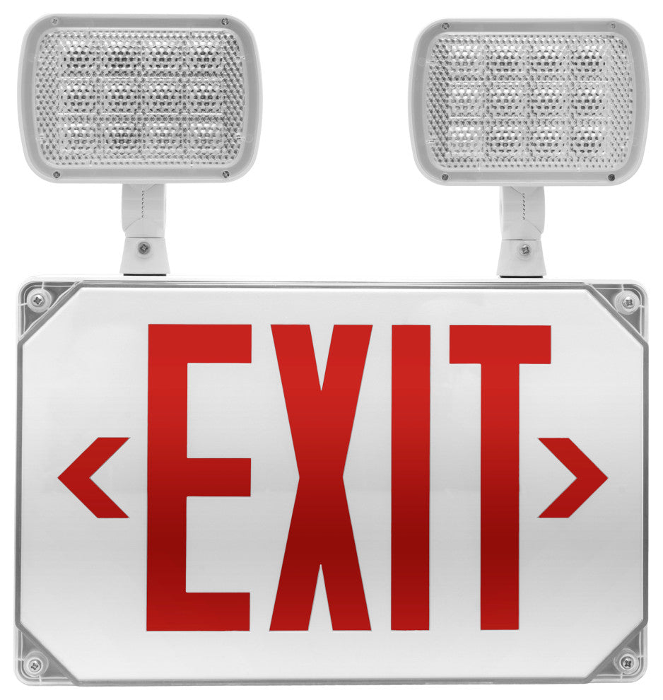 ECL5 LED Wet Location  Exit Sign with Adjustable Light Heads, Red Lettering