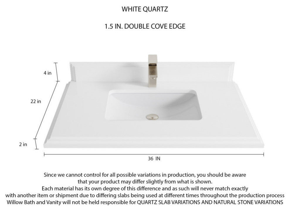 Elizabeth 36 Center Sink Bath Vanity in Light Natural Teak 1.5" White Quartz