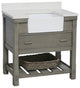 Charlotte 36" Bathroom Vanity, Weathered Gray, Quartz Top