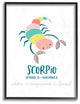 The Kids Room Fun Modern Zodiac Scorpio Scorpion Framed Giclee Art, 16"x20"