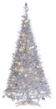 4'' High Pop Up Pre-Lit Silver Tinsel Tree With Holy Leaves