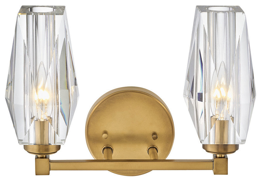 Hinkley Ana Two Light Vanity, Heritage Brass