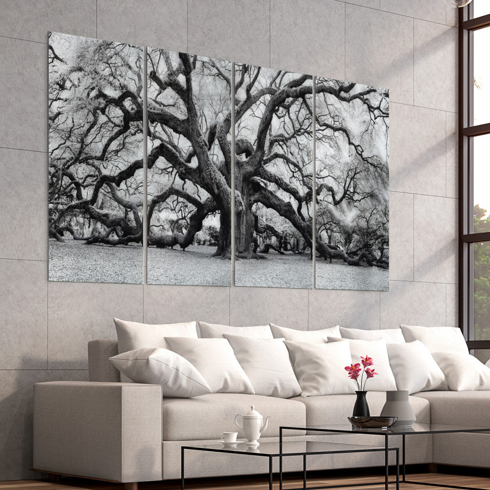 "The Angel Oak ABCD" Frameless Tempered Glass Panel Graphic Wall Art Set