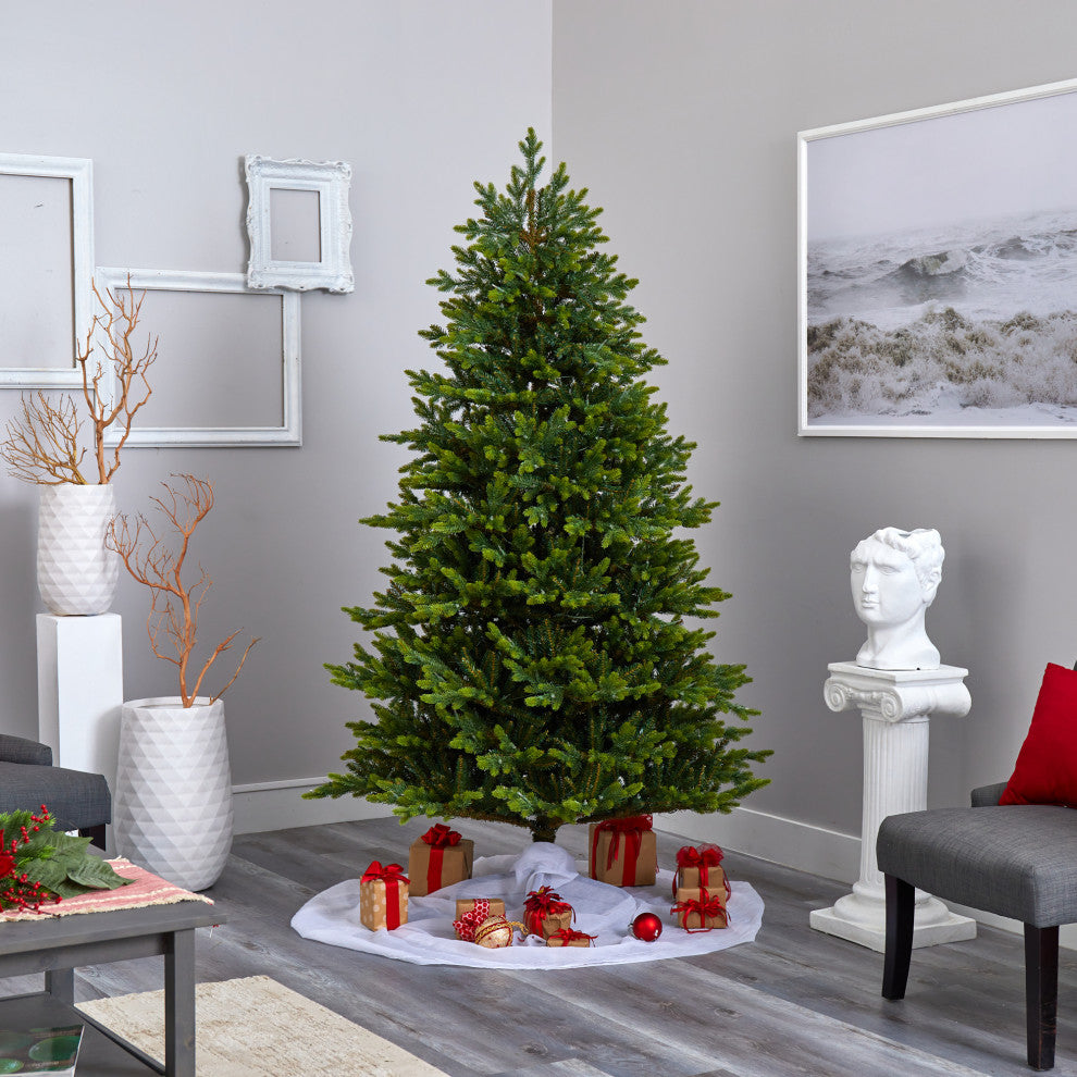 7' North Carolina Fir Faux Xmas Tree W/550 Clear Lights & 3703 Bendable Branches