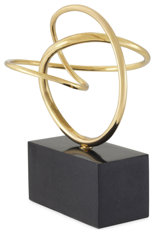 Black Granite Base Abstract Polished Brass Object | Eichholtz Frank