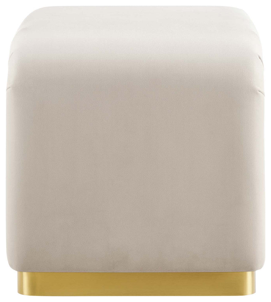 Koda Performance Velvet Waterfall Stool - Brass Almond